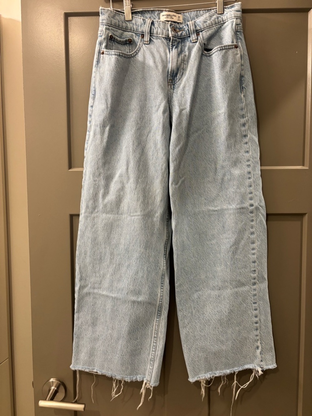 A&F ultra loose low rise jeans with raw hem
